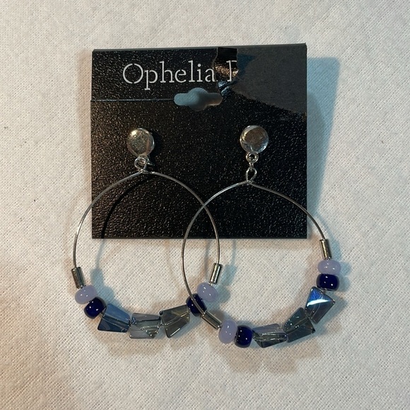NWT Bundle of 3, Ophelia Roe, Silver-Gold-Blue Hoops, - Picture 5 of 11